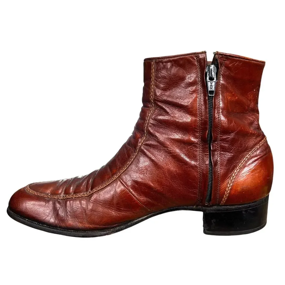 Vintage 70’s Florsheim Men’s Beatle Brown Chelsea Ankle Boot Size US 8 D